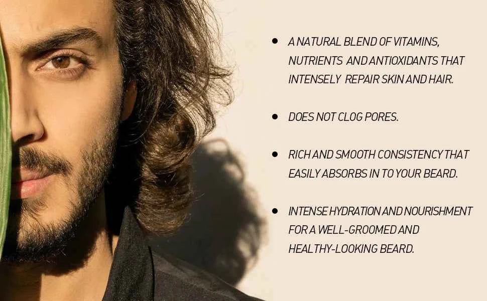 LOCKMIO Natural Shea Butter Beard Blam Wax 4pcs Set Moisturizing Smoothing Soften Styling Professional Beard Care Cream