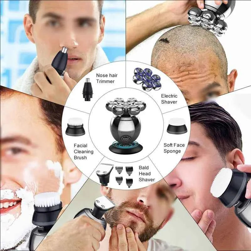 Rasoir électrique 7D MOSHAN avec têtes rotatives pour un rasage de précision.
